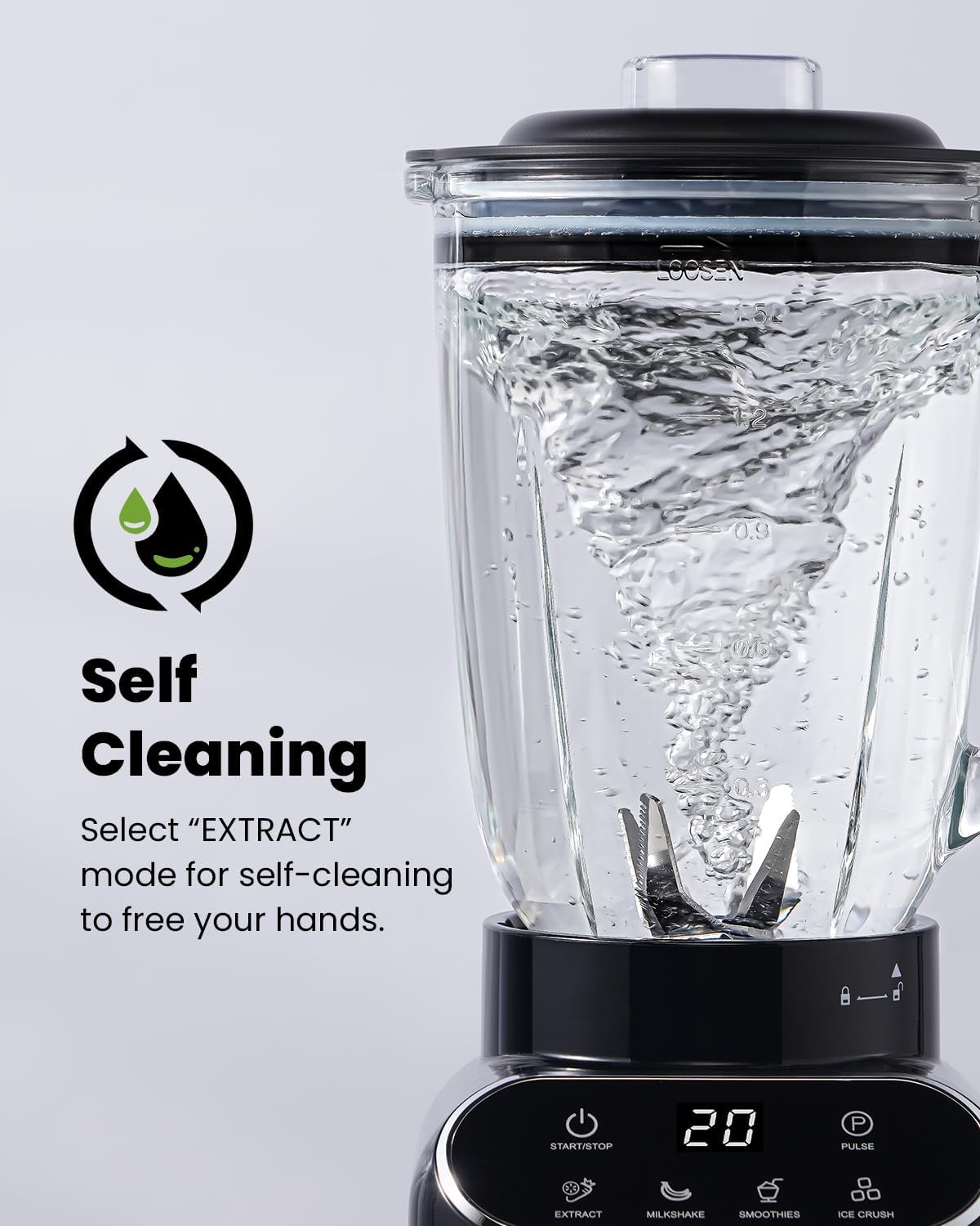 GDOR Professional Blender for Smoothies, 5 Functions, 1200 Peak Watts Smoothie Blender, 52 Oz Glass Jar & 24 Oz To-Go Cup Combo, Ice Crushing & Frozen Fruit, Self-Cleaning, Black